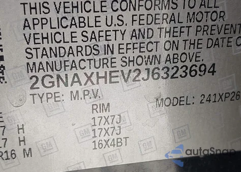 2018 Chevrolet Equinox Ls из США, поврежденный, VIN 2GNAXHEV2J6323694